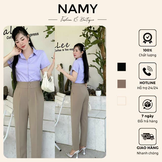 Quần baggy nữ 2 khuy cạp to NAMY thoáng mát, fom chuẩn BG2C