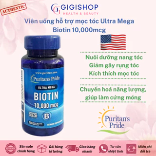 [Bill Mỹ] Viên Uống Mọc Tóc Puritans Pride Biotin 10000mcg - 100 viên