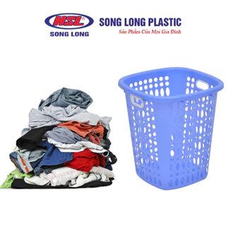 Sọt Nhựa Vuông Đựng Quần Áo Song Long Plastic, Giỏ Nhựa Đựng Đồ Đa Năng Có Quai Cầm Tay Tiện Lợi