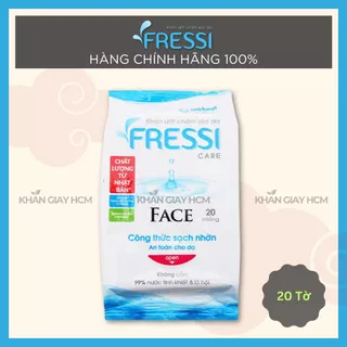 Khăn Ướt FRESSI, Khăn Giấy Ướt CARE FACE 20 Tờ - Hàng Chính Hãng