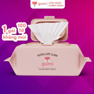 CHÍNH HÃNG Khăn giấy ướt Gumi  không mùi cho bé , 1 gói 100 tờ