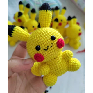 [MÓC KHOÁ LEN PIKACHU], pikachu bằng len handmade