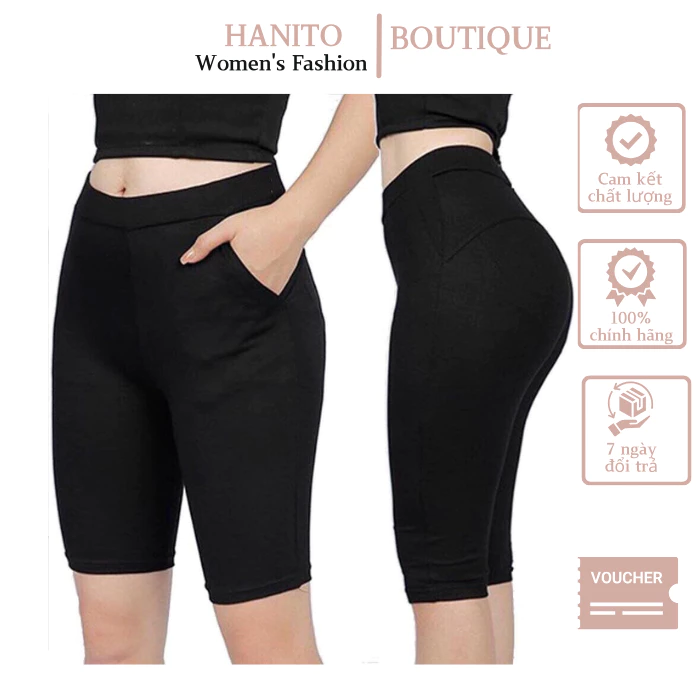 Quần legging lửng thái nâng mông đùi nữ ngố cạp cao lưng thun siêu co giãn