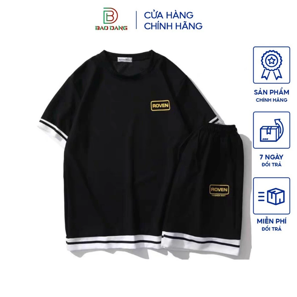Bộ thể thao nam mùa hè chất liệu polyester co giản tốt bốn chiều thấm hút mồ hôi thoáng khí in họa tiết  roven Bảo Đăng.