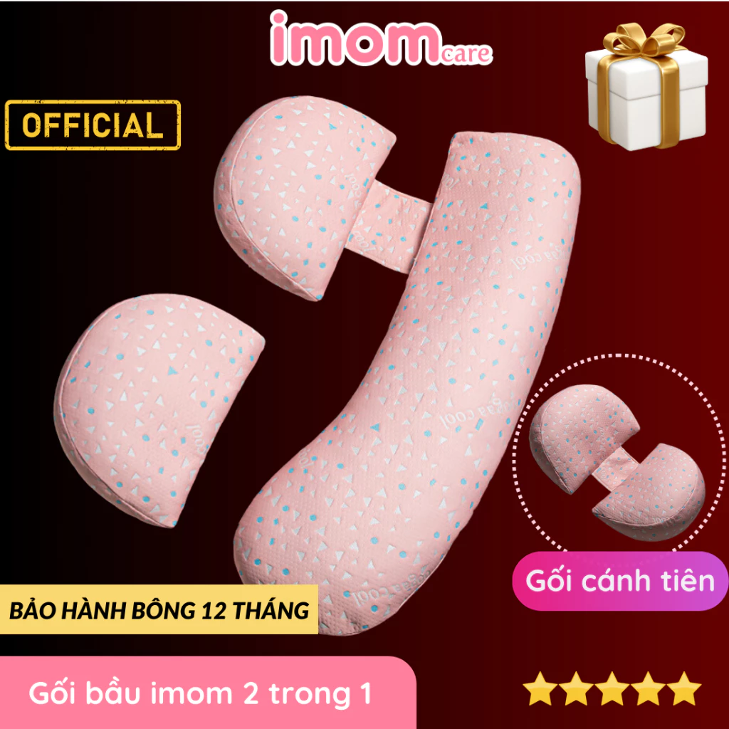 Gối bà bầu cao cấp 2 trong 1 imom, có kèm gối ôm cho bà bầu, có thể dùng được cả sau khi sinh con - GB2in1