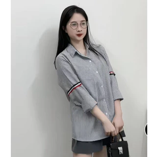 Áo Sơ Mi Thom Kẻ Sọc Xanh Xám Dài Tay Vải Cotton Lụa Cao Cấp Mẫu Hot dành cho các bạn năm 2023 Trend cực đẹp