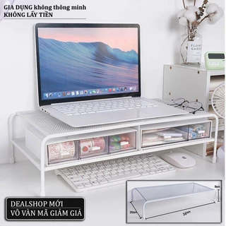 Giá đỡ Laptop, iPad bằng kim loại có thêm ngăn đựng cao cấp 2 trong 1chống gù lưng cho học sinh nhân viên văn phòng