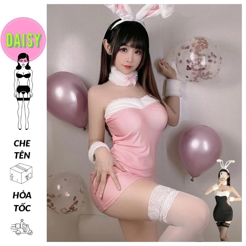 Cosplay nàng thỏ đính lông sexy gợi cảm - váy ngủ hóa trang Bunny Rabbit dễ thương đầy đủ phụ kiện