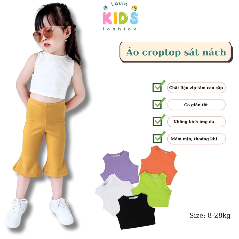 Áo crotop cho bé gái nhiều màu, size 8-28kg