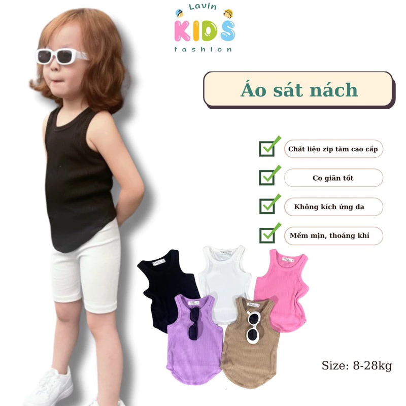 Áo thun ba lỗ lượn tôm ôm body cho bé cực xinh