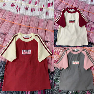 Áo thun nữ ôm body cổ tròn tay ngắn raglan, áo thun nữ phom babytee tay raglan. Áo thun borip dáng ôm body phối tay AH