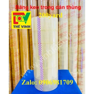 Băng kéo dán thùng trắng trong và vàng đục, loại 200yard