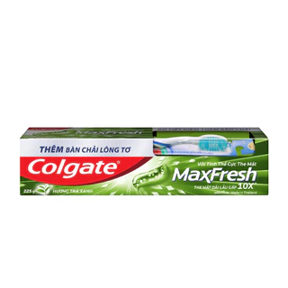 Kem Đánh Răng Colgate Max Fresh Trà Xanh Tinh Thể Cực Mát 225g + Bàn Chải Lông Tơ