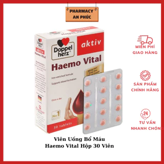 Viên Uống bổ sung sắt cho bà bầu  Haemo Vital - Bổ sung sắt và vitamin và khoáng chất giúp bổ máu hộp 30 viên