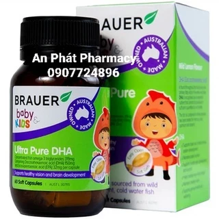 Viên Uống Brauer Baby & Kids Ultra Pure DHA Hỗ Trợ Phát Triển Não Bộ, Sức Khỏe Cho Mắt Cho Bé Từ 7 Tháng Tuổi - 60 viên)