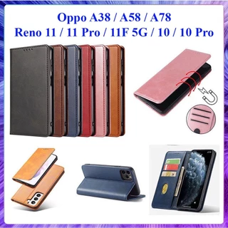 [Bao Xịn] Bao da dạng ví Oppo A38, A58, A78, Reno 11, 11 Pro, 11F 5G, Reno 10, 10 Pro 5G có nắp gập, ngăn đựng thẻ tiền