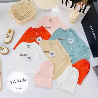 Bộ quần áo dài tay cho bé cotton thun lạnh Joyo cúc chéo có đáp đũng