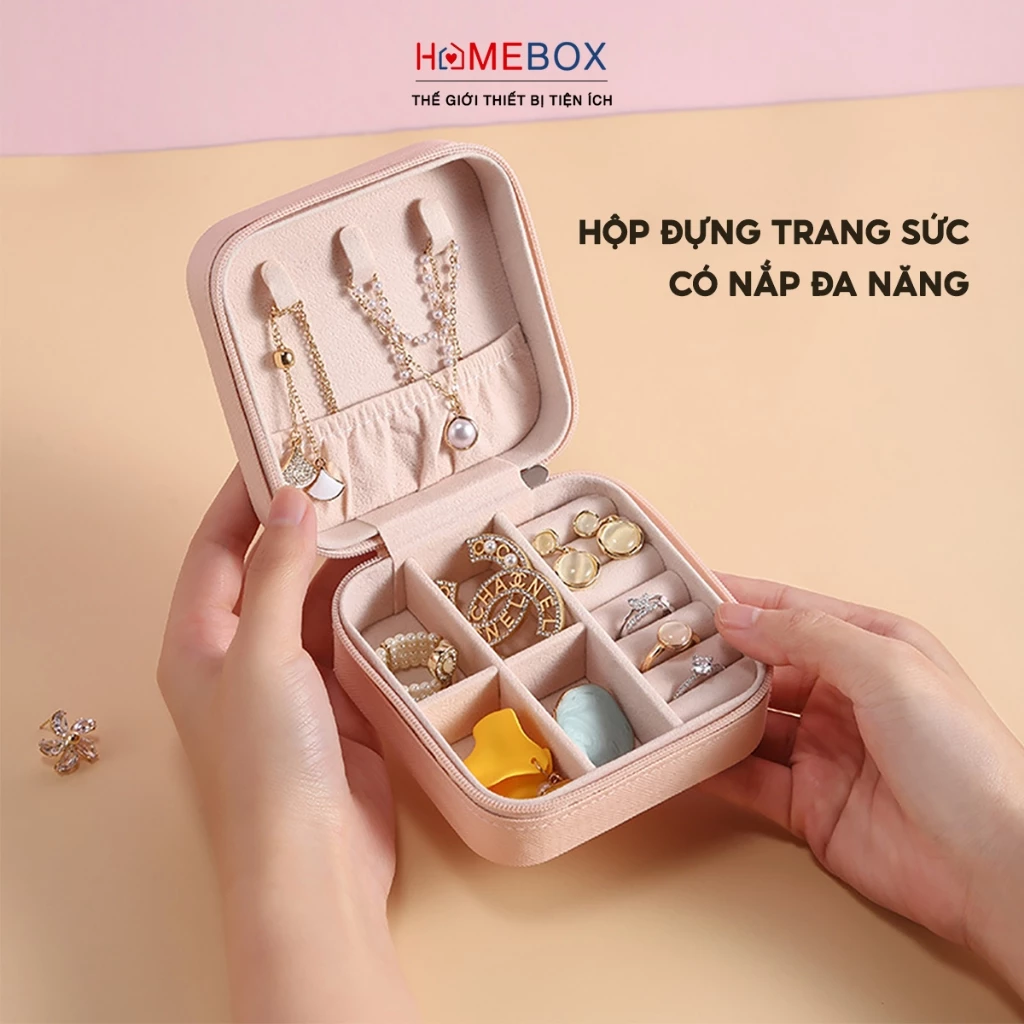 Hộp Đựng Trang Sức 5 Ngăn Đa Năng, Hộp Đựng Đồ Phụ Kiện Bảo Quản Kèm Khay Có Thế Tháo Rời