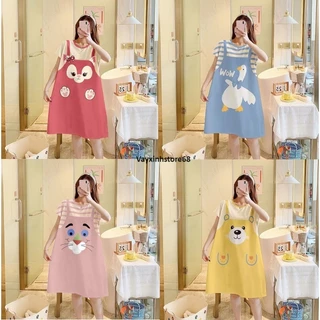 Váy ngủ mặc nhà cute dáng yếm dễ thương 6592 ⚡ Đồ ngủ nữ ⚡ Váy ngủ nữ