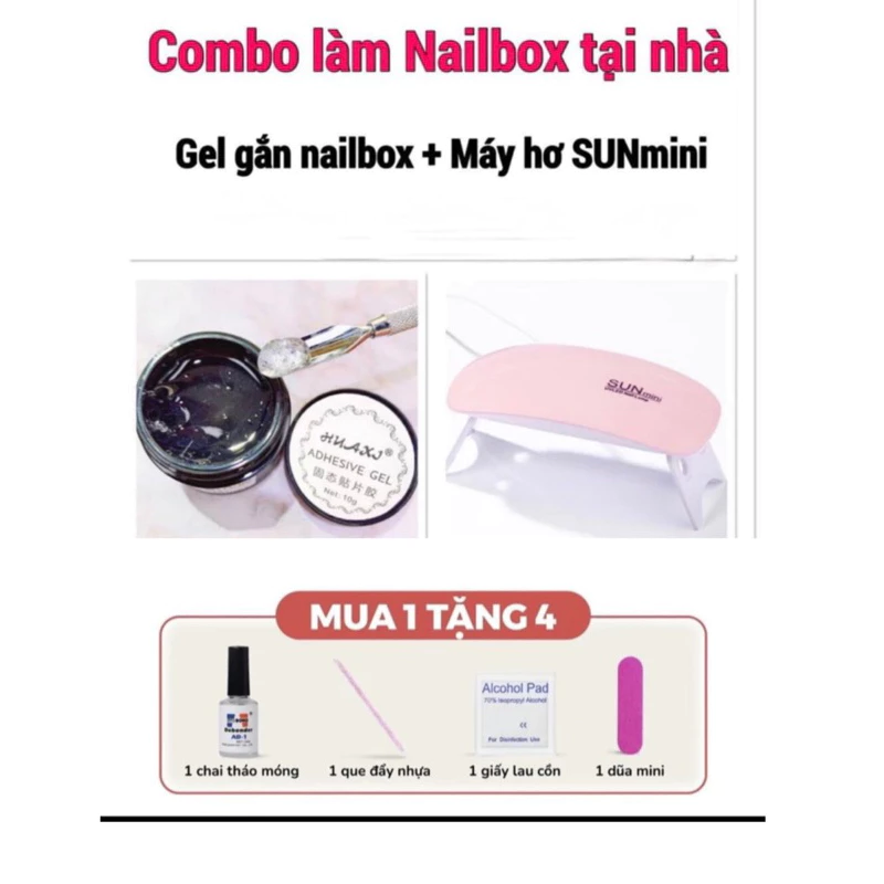 COMBO [Gel + Máy Hơ] gắn nailbox siêu bền TẶNG kèm 4 món