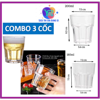 (Giá Sỉ HCM) Combo 3 Cốc Trà Đá 180ml 200ml Bát Giác Nhựa Việt Nhật 6268 6269 - Ly Nhựa Cao Cấp