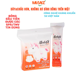 Bông tẩy trang Belia 01 gói vuông tròn, sợi bông cotton mềm, không xơ không dính bông trên mặt