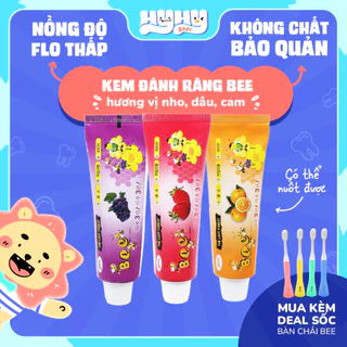 Kem đánh răng cho bé Bee Hàn Quốc, kem đánh răng nuốt được cho bé từ 2 tuổi hương cam dâu nho tuýp 90g