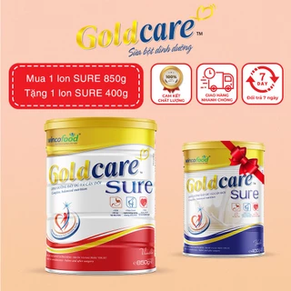 (Mua 1 lon 850g tặng 1 lon 400g )Sữa bột Wincofood Goldcare Sure Dinh dưỡng đầy đủ và cân đối (850g/lon)