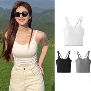 Áo Hai Dây Chất Liệu Cotton May Kèm Đệm Lót Nâng V1 siều mềm mát