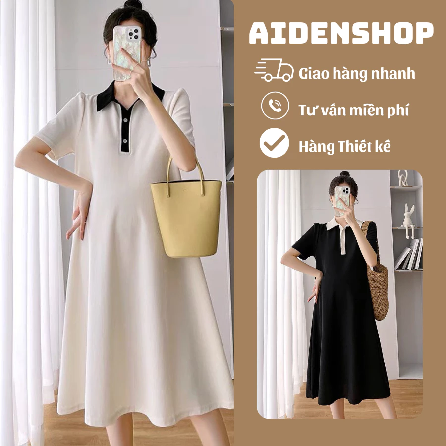 Váy bầu công sở thiết  Aidenshop đầm bầu mùa hè polo