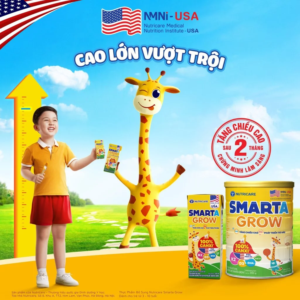 (Mẫu mới nhất+quà) Sữa bột Nutricare Smarta grow 850g