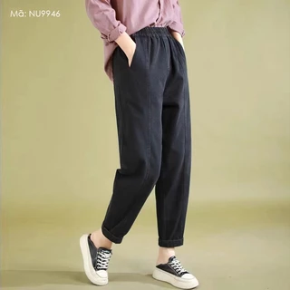 Quần baggy denim lưng thun KAMAKA ống côn hai túi sau - NU9946