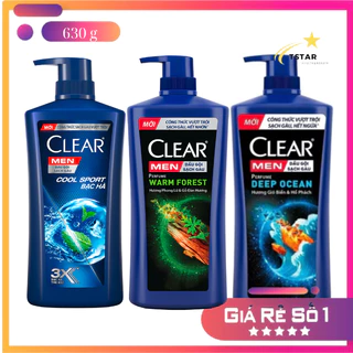 Dầu Gội Đầu Cho Nam CLEAR MEN Cool Sport Bạc Hà 630g [Tặng Kèm], 3 Tác Động, Deep Ocean, Warm Forest 600G Chính Hãng