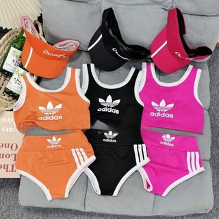 Bộ bơi cho bé gái , set BIKINI 3CT ADI tặng kèm mũ năng động cho bé gái 10-33kg