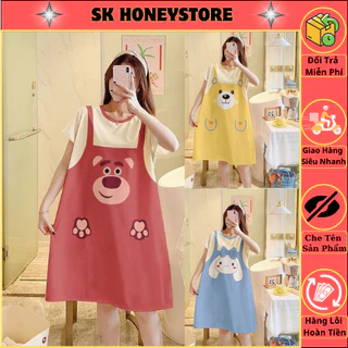 Váy ngủ họa tiết cute dáng yếm xinh đáng yêu MS6592 🍓🍓 Váy mặc ở nhà  dễ thương 🍓🍓 Đồ ngủ nữ