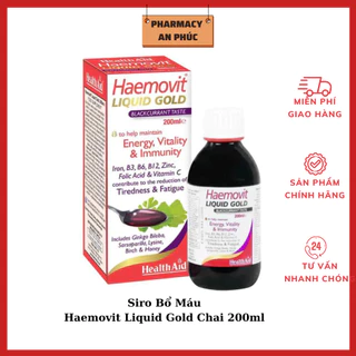 Siro bổ máu Haemovit Liquid Gold Bổ Sung Sắt Và Vitamin Cho Trẻ Từ 3 Tuổi- Giúp phòng ngừa thiếu máu. chai 200ml