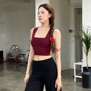 Áo croptop sát nách cổ ngang chất thun cotton mềm co giãn tốt-Feliza clothing