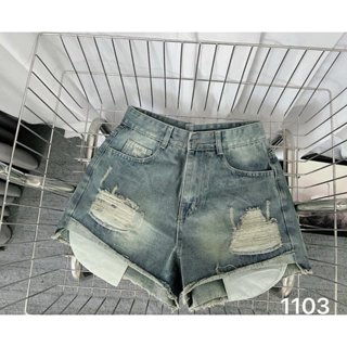 Quần Short Jean Nữ Bigsize 55-90kg Kiểu Rách Túi Lòi Túi Dài, Quần Short Bò Nữ Bigsize Ms1103