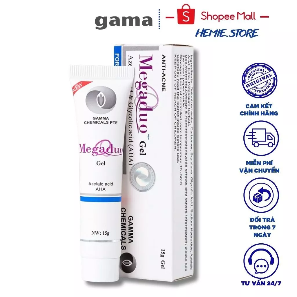 Megaduo Gel/Plus Gamma 15g-30g, Gel Giảm Mụn Ẩn, Thâm, Đầu Đen Cho Da Dầu Mụn