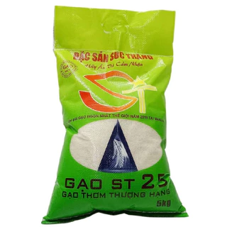 Gạo ST25 (Dẻo mềm,Ngọt cơm,Thơm nhiều) - Bao 5kg