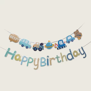 Dây chữ Happy birthday ô tô kèm sticker trang trí sinh nhật cho bé chủ đề ô tô đẹp giá rẻ