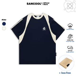 Áo Thun Thêu Phối Local Brand Sancool Unisex Áo Phông Nam Nữ Form Rộng Phối Metro - SC001