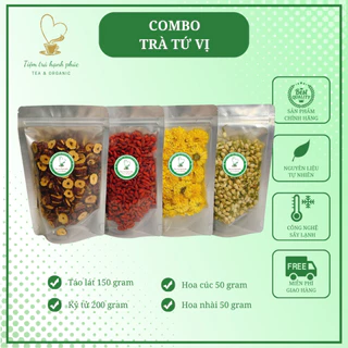 Combo Trà Tứ Vị [Tiệm Trà Hạnh Phúc] Hảo Hạng Dưỡng Nhan (táo 150gr, kỷ tử 200gr, Cúc 50gr, nhài 50gr)