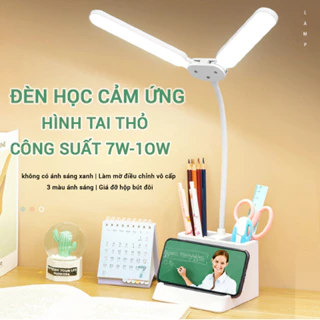 Đèn học tai thỏ bảo vệ mắt, công suất 7W,pin sạc tích điện, cảm ứng 3 màu ánh sáng, hộc đôi đựng bút, bảo hành 6 tháng