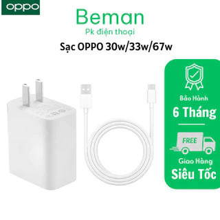 Bộ Sạc OPPO 30W /33W Type C Super Vooc Siêu Nhanh Chính Hãng Dùng Cho Find X2 Pro,Realme, Reno..- Beman bảo hành 6 thang