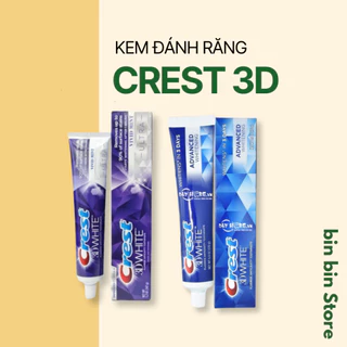 Kem đánh răng crest 3D [XẢ DATE 08/24] white advanced vivid mint trắng răng ngừa sâu răng mỹ mẫu mới 147g date 2024