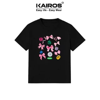 Áo baby tee local brand Kairos form ôm cộc tay chất cotton co giãn 2 chiều mềm mịn mát mẫu nơ và kim cương