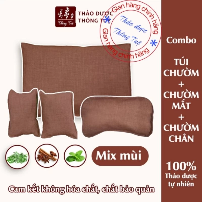 Combo 3 Túi Chườm Đa Năng + Chườm mắt + Chườm chân Thảo Dược Thông Tuệ MIX MÙI HƯƠNG