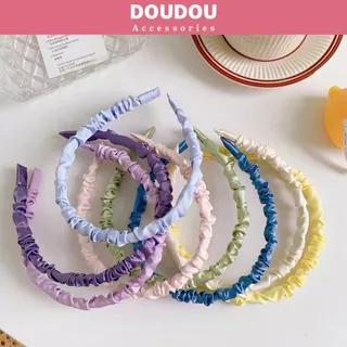 Phụ kiện tóc Doudou Băng đô Bờm cài tóc nữ thiết kế xếp ly nhún thanh lịch tone màu pastel phong cách Hàn Quốc FG003