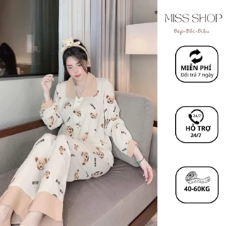 Bộ Đồ Pyjama Dài Tay Cổ Sen Kate Thái siêu cute Kiểu Dáng Oversize.